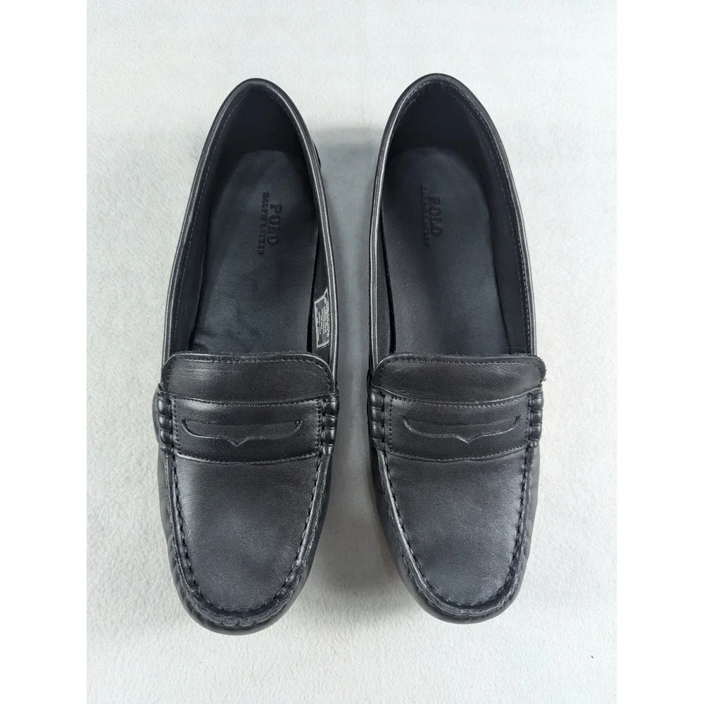 Polo Ralph Lauren Telly Boys Black Leather Penny Loafers Shoes 6 990074J